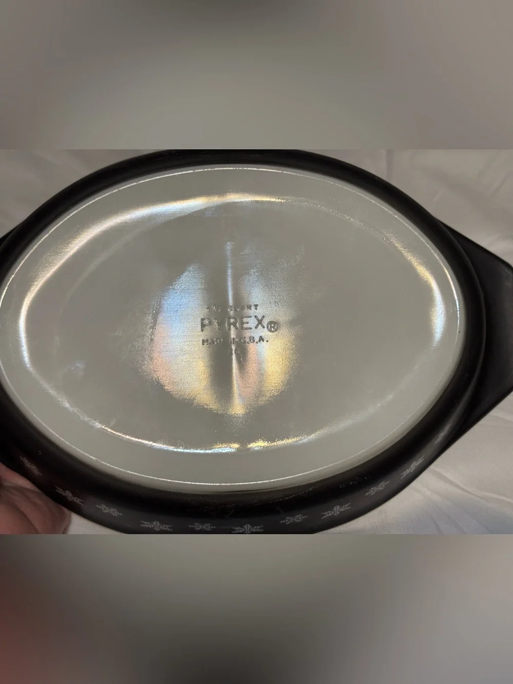 Pyrex Black Snowflake Divided Casserole
